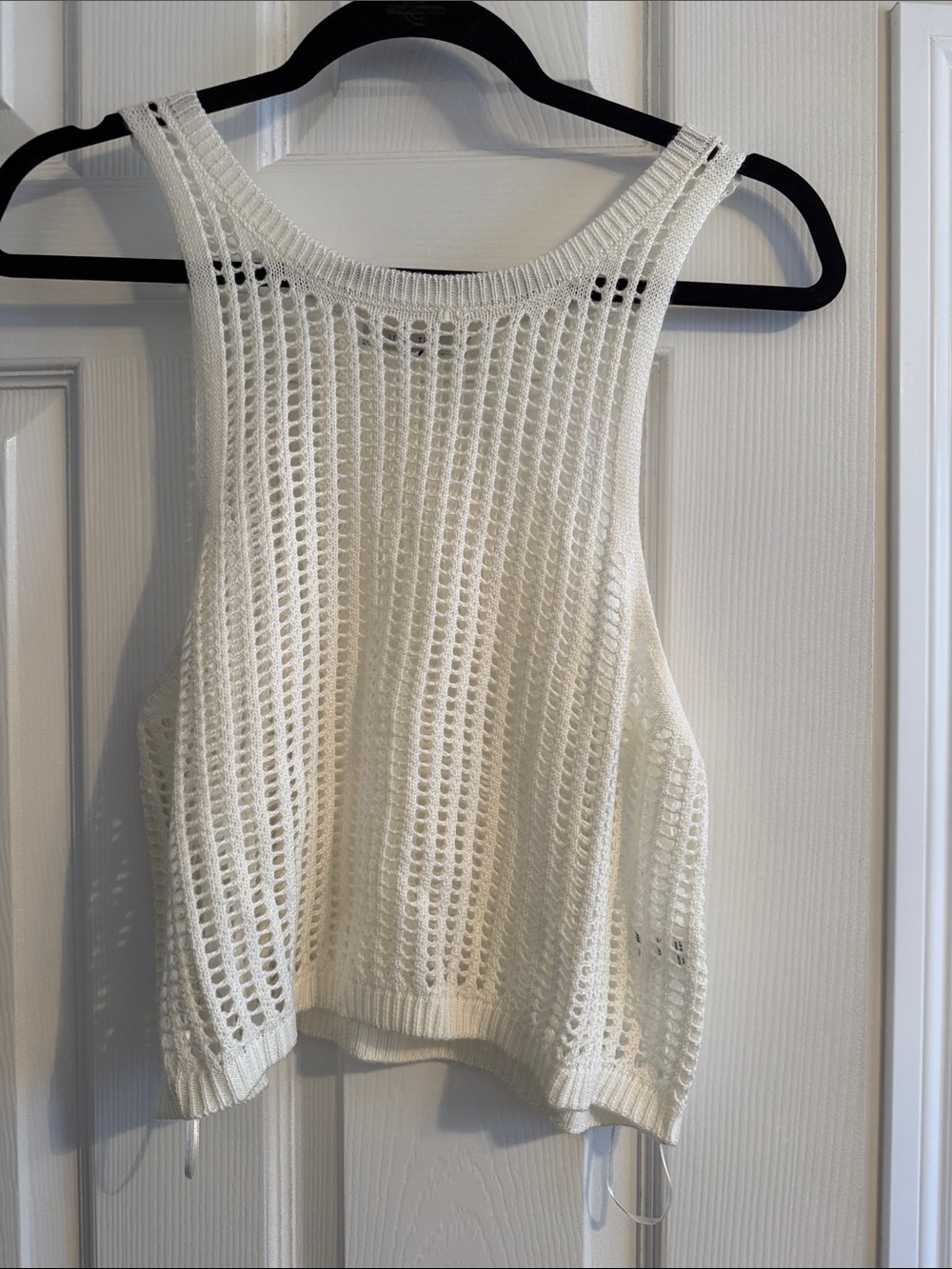 Love Tree Cream Open-Knit Crochet Tank